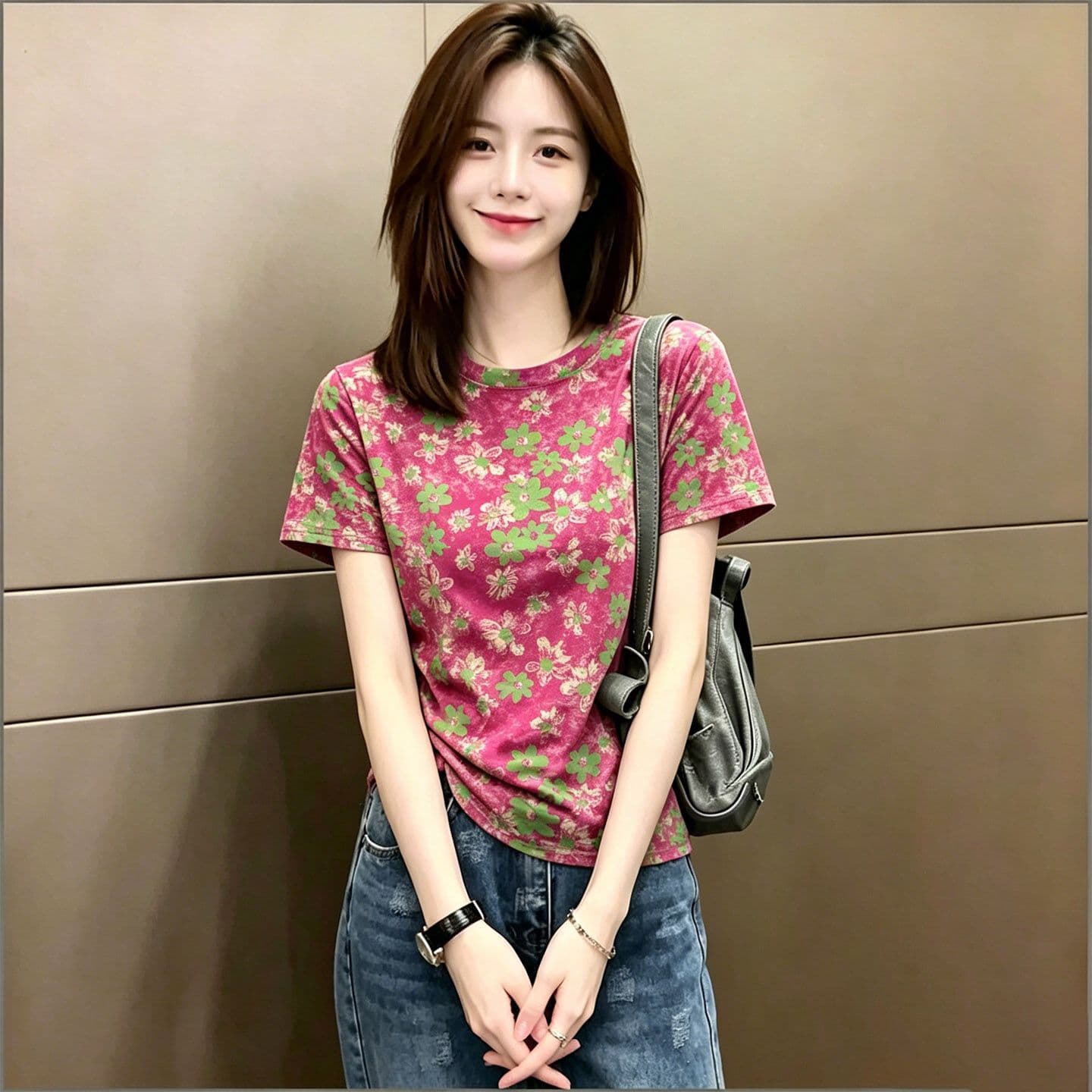 180 그램 95 면 5 암모니아 Lun 2026 여름 새로운 한국 스타일 반팔 티셔츠 여성 디자인 센스 상세 이미지 7