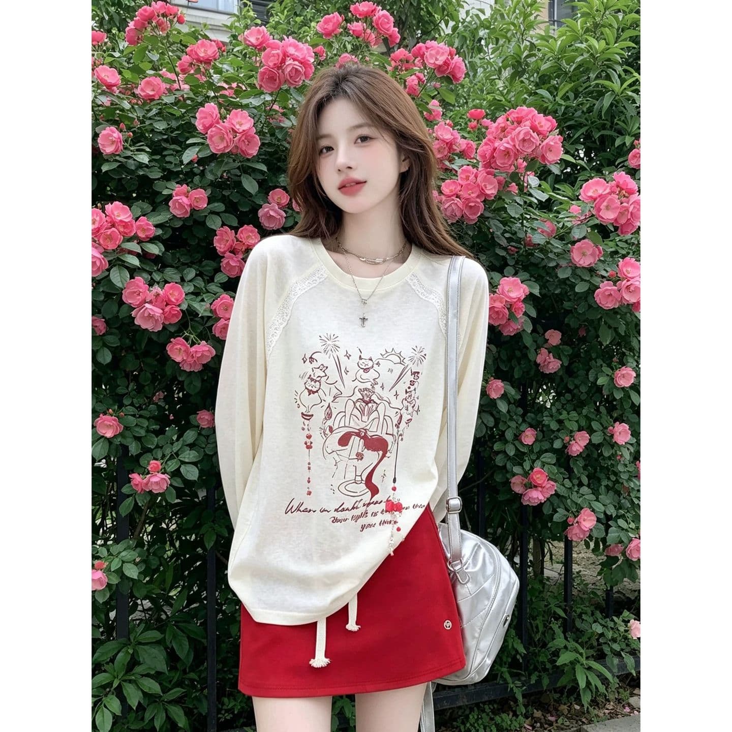 원본 것 얇은 스타일 긴팔 티셔츠 여성 초기 가을 루즈핏 자외선 차단 블라우스 맨위 이미지 5