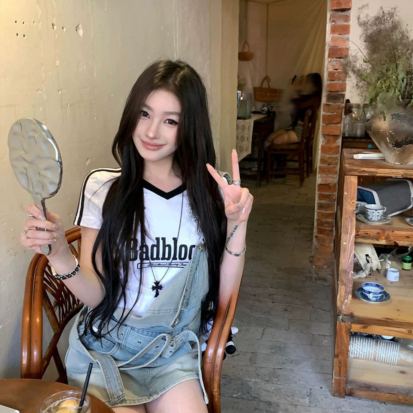 원본 것 순수한 욕망 타이트 맨위 여름 알파벳 프린트 루즈핏 반팔 티셔츠 여성 이미지 3