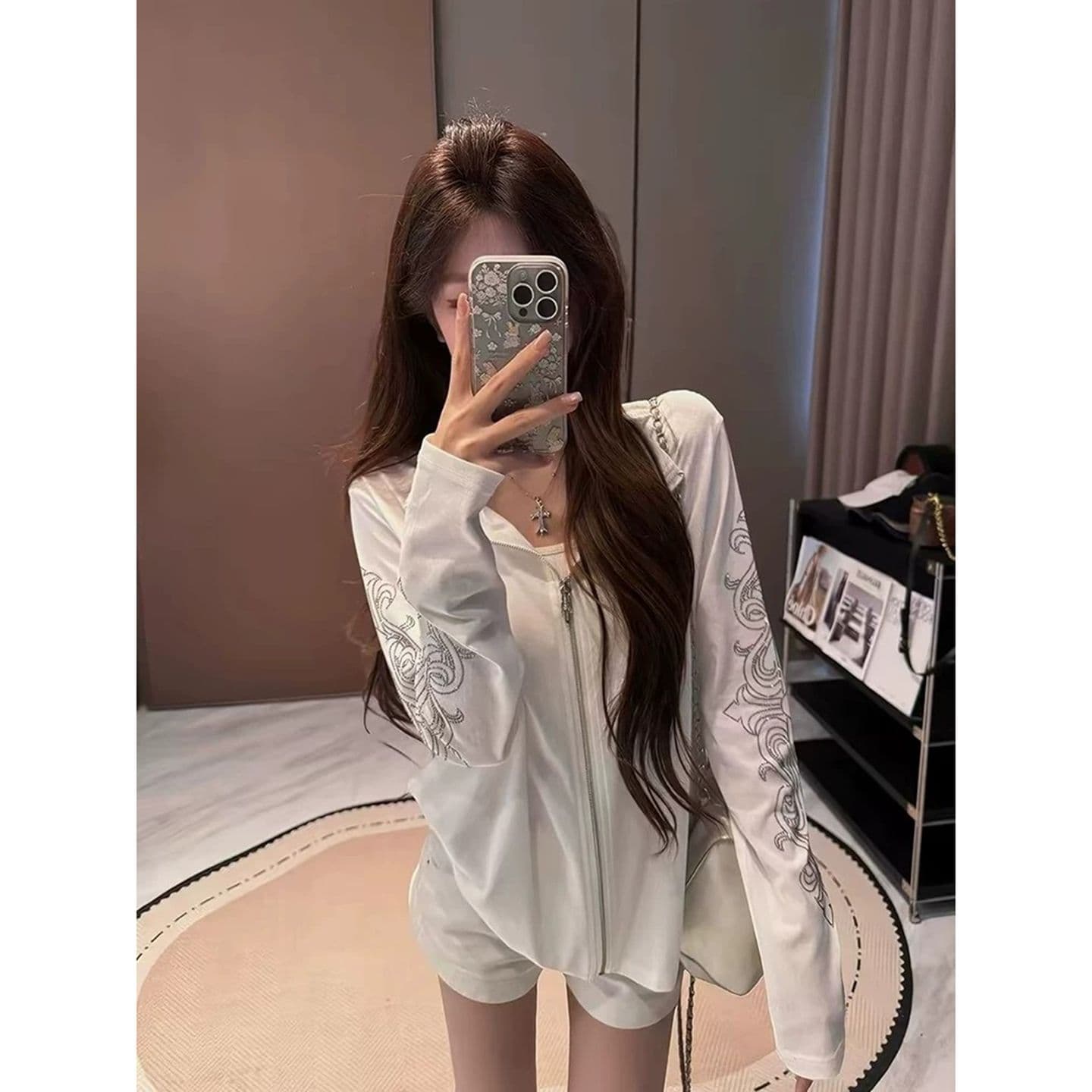 원본 것 알파벳 핫픽스 자외선 차단 의류 여성 여름 루즈핏 지퍼 맨위 서비스 이미지 5