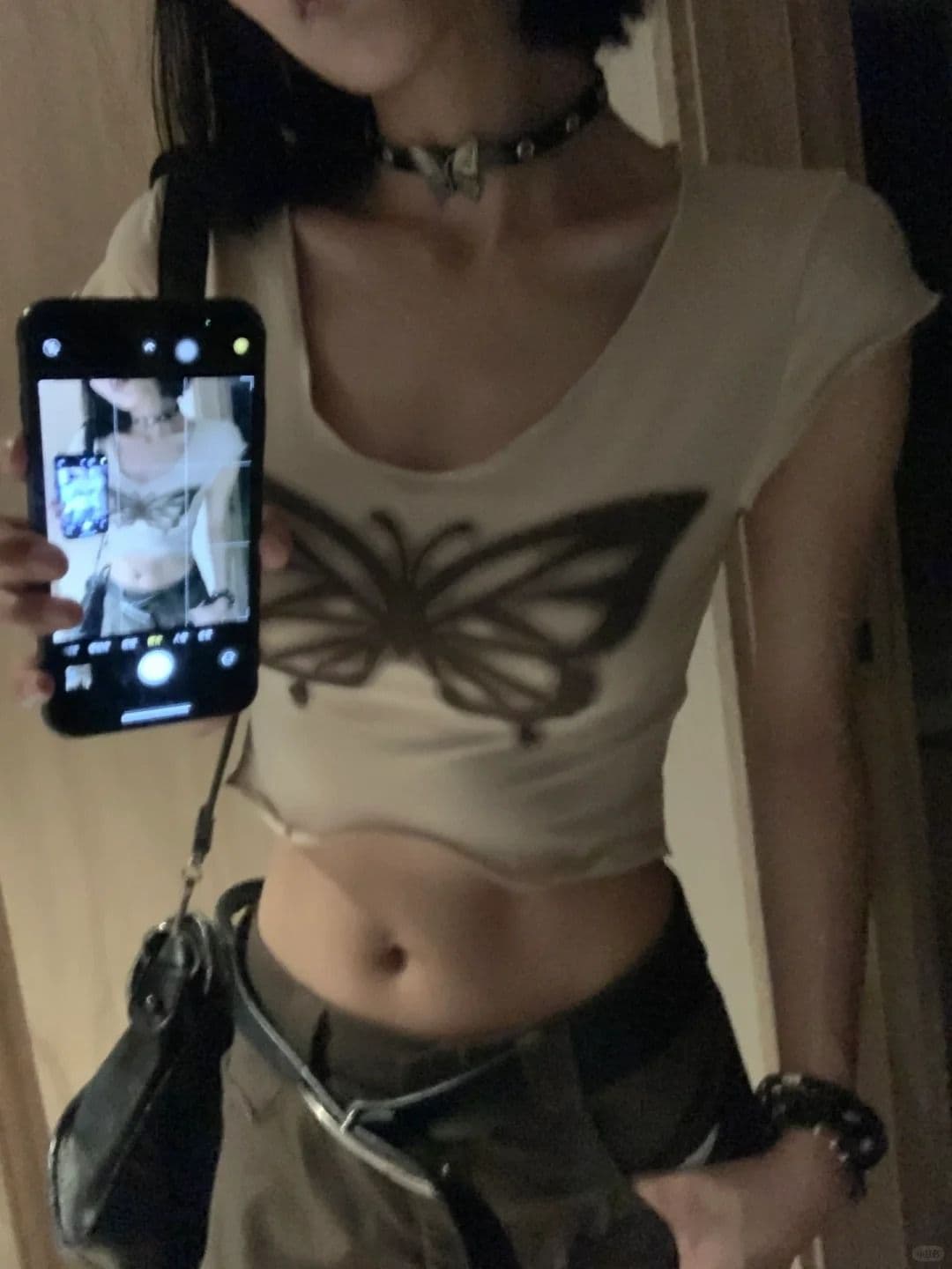 원본 품질 핫걸 레트로 나비 프린트 반팔 티셔츠 여성 여름 상세 이미지 4