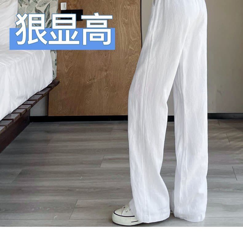 좁은 에디션 화이트 마 재료 아마 와이드 레깅스 바지 봄 가을 2026 새로운 도루 센스 길이 연장 스트레이트 바지 상세 이미지 15