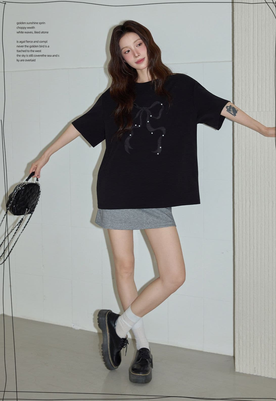 반팔 티셔츠 여성 의류 여름 새로운 루즈핏 작은 샤넬 스타일 수공 비즈 가시 자수 라운드 넥 맨위 이미지 4