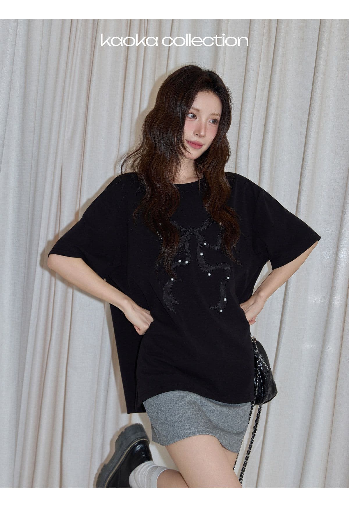 반팔 티셔츠 여성 의류 여름 새로운 루즈핏 작은 샤넬 스타일 수공 비즈 가시 자수 라운드 넥 맨위 상세 이미지 15