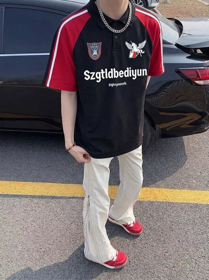 남자 바 면 반팔 티셔츠 남녀 커플룩 여름 한 부서 루즈핏 삽입 어깨 소매 POLO 칼라 맨위 이미지 2