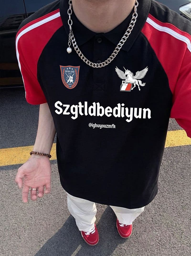 남자 바 면 반팔 티셔츠 남녀 커플룩 여름 한 부서 루즈핏 삽입 어깨 소매 POLO 칼라 맨위 상세 이미지 7
