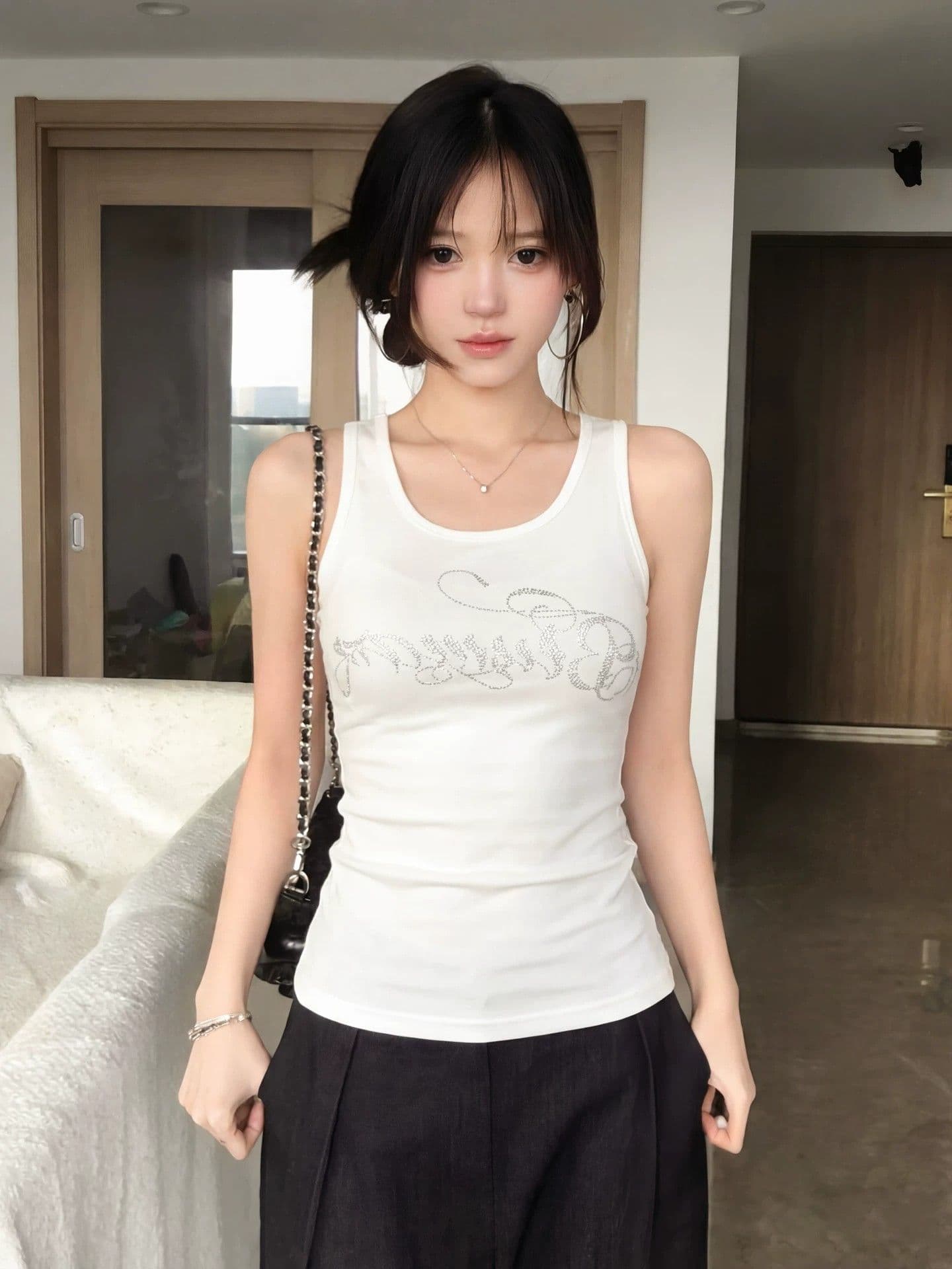 원본 품질 핫픽스 알파벳 민소매 단어 조끼 여성 여름 외출용 인사이드 가져 가라. 상세 이미지 4