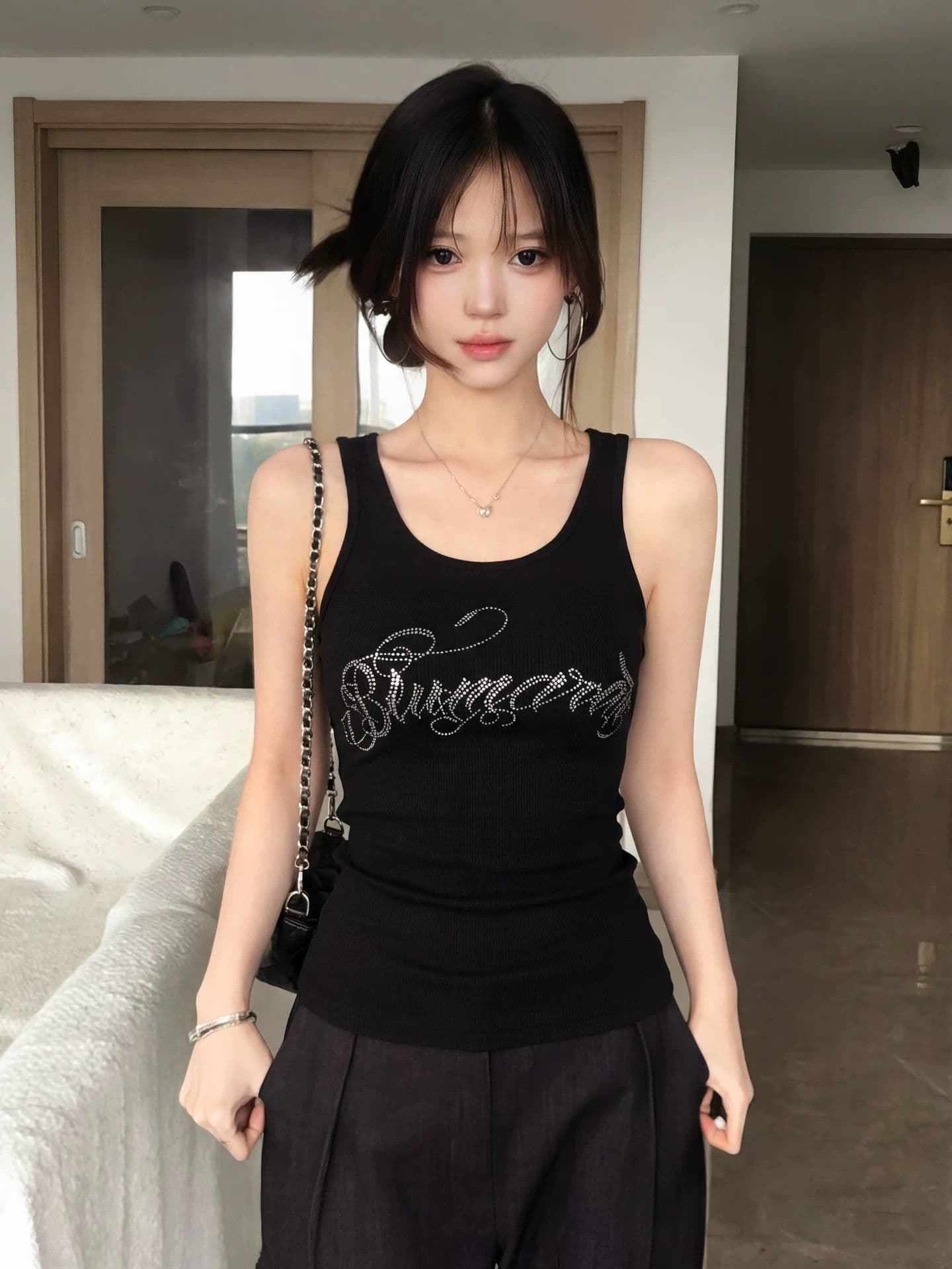 원본 품질 핫픽스 알파벳 민소매 단어 조끼 여성 여름 외출용 인사이드 가져 가라. 상세 이미지 5
