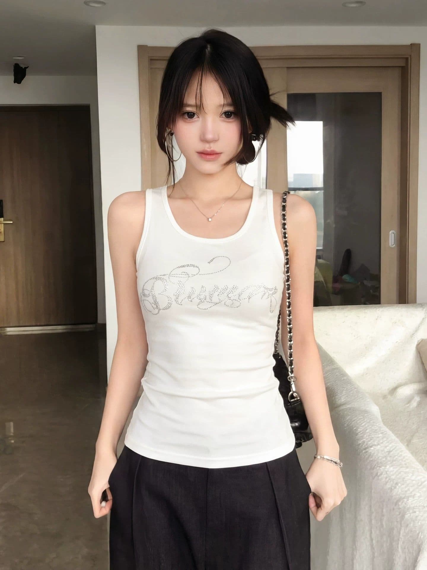 원본 품질 핫픽스 알파벳 민소매 단어 조끼 여성 여름 외출용 인사이드 가져 가라. 상세 이미지 6