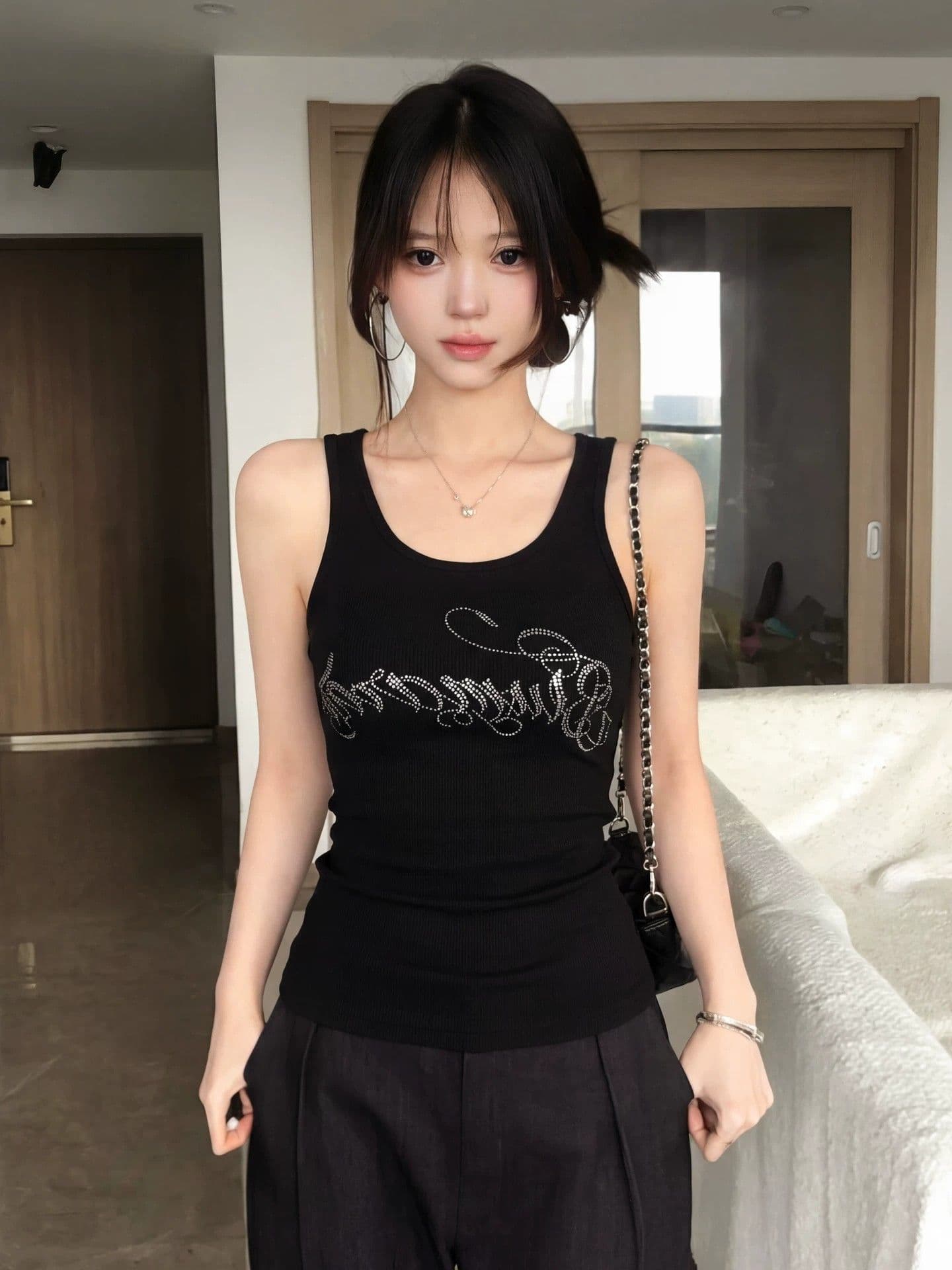 원본 품질 핫픽스 알파벳 민소매 단어 조끼 여성 여름 외출용 인사이드 가져 가라. 상세 이미지 7
