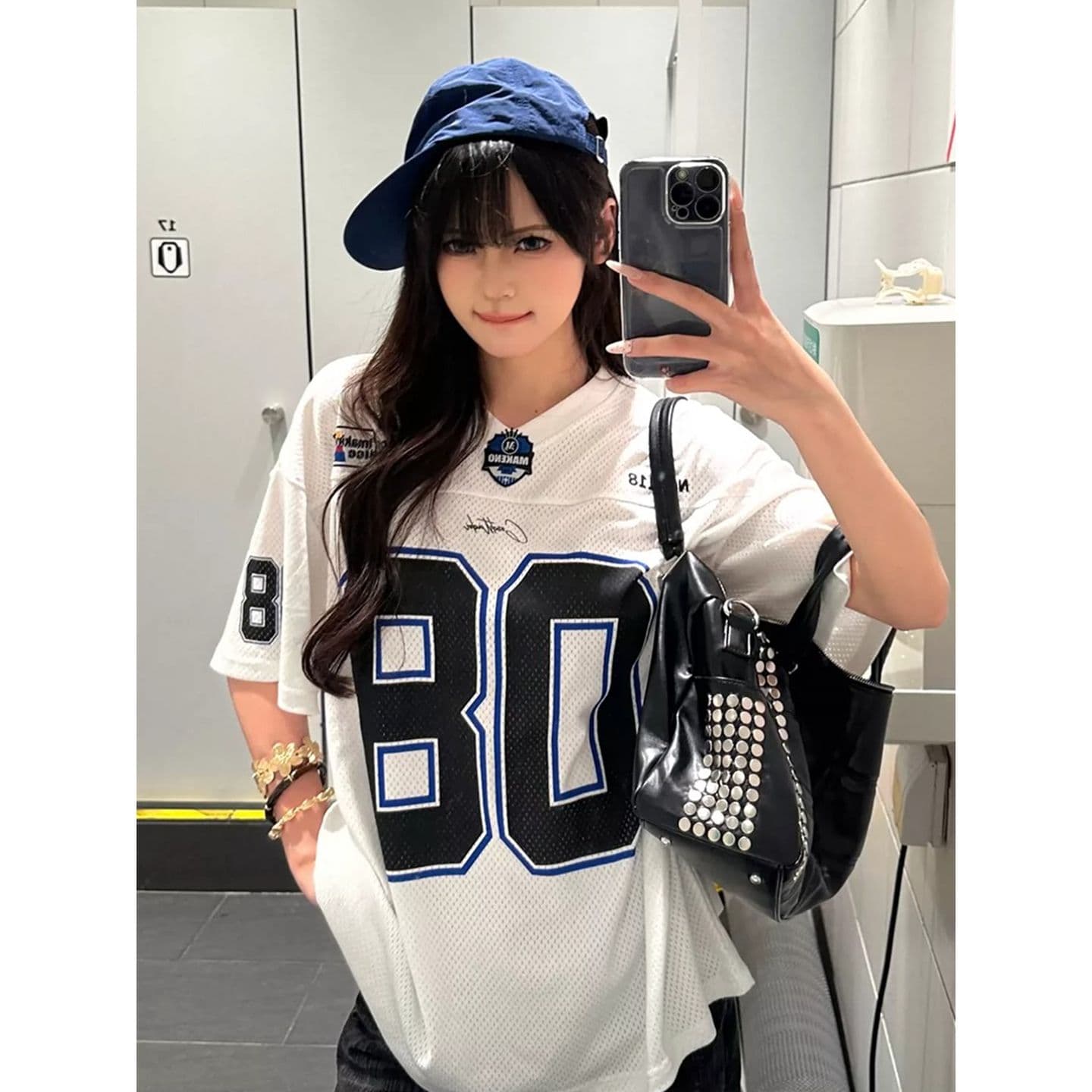 원본 것 아메리칸 V넥 저지 반팔 티셔츠 루즈핏 캐주얼 다용도 맨위 이미지 4