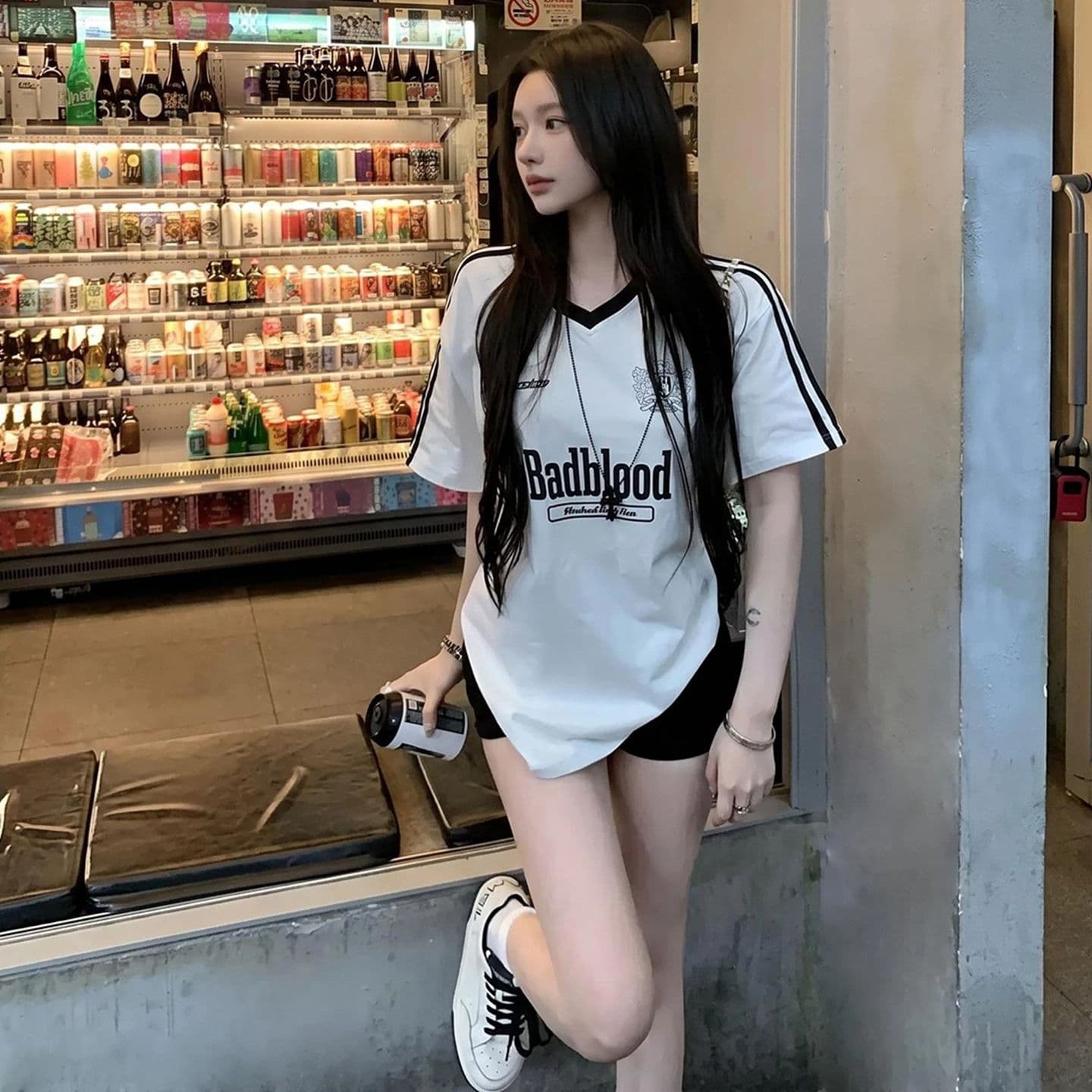 원본 것 순수한 욕망 타이트 맨위 여름 알파벳 프린트 루즈핏 반팔 티셔츠 여성 상세 이미지 7