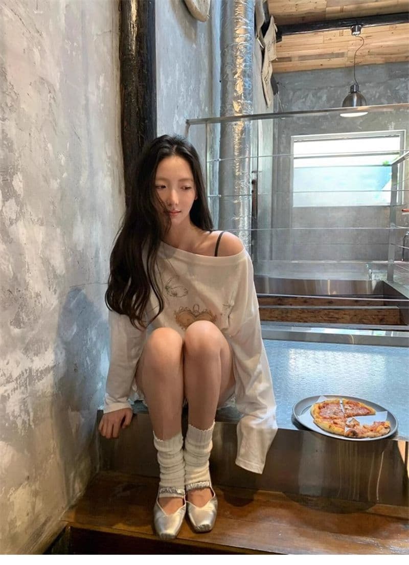 컬러 코튼 당겨 프레임 레트로 프린트 루즈핏 마이크로 ~을 통해 자외선 차단 블라우스 긴팔 맨위 티셔츠 여성 상세 이미지 9