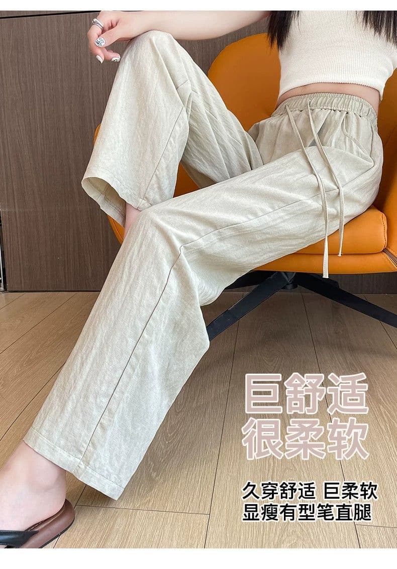 지방 mm 얼음 실크 아마 와이드 레깅스 바지 여름 얇은 스타일 2026 면 린넨 9 포인트 캐주얼 루즈핏 작은 키 스트레이트 팬츠 상세 이미지 5