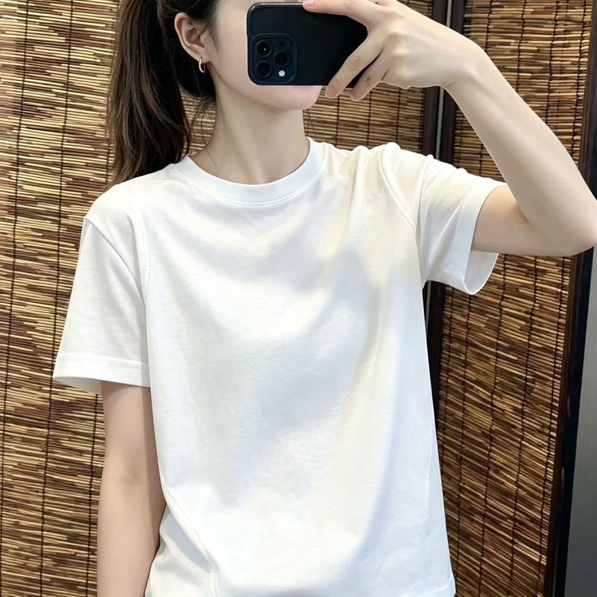 190 그램 물 부드러운 면 95 면 5 암모니아 Lun 반팔 티셔츠 여성 여름 새로운 패션 루즈핏 다용도 슬림해 보이는 맨위