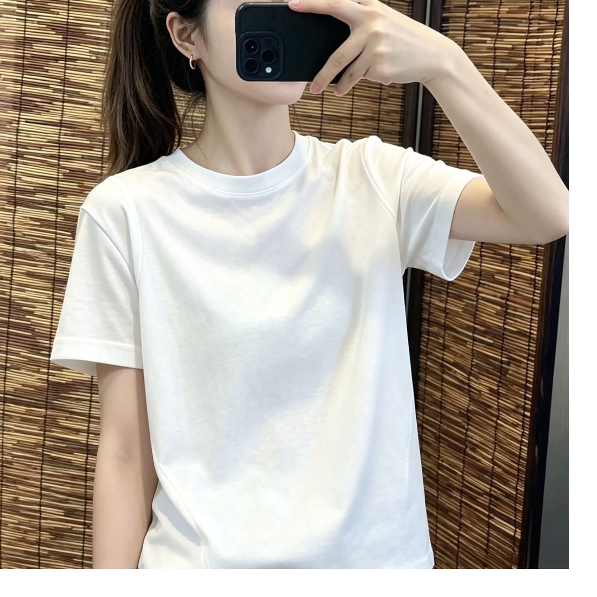 190 그램 물 부드러운 면 95 면 5 암모니아 Lun 반팔 티셔츠 여성 여름 새로운 패션 루즈핏 다용도 슬림해 보이는 맨위 상세 이미지 5