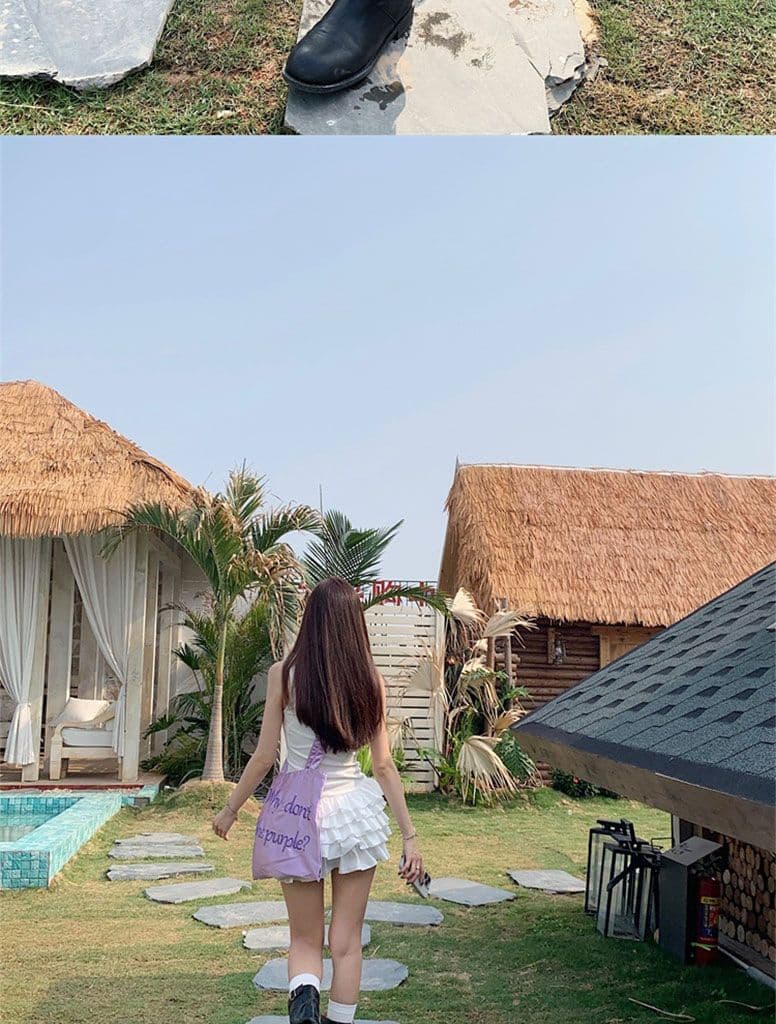 좋은 품질 화이트 슬립 여성 드레스 여름 민소매 조끼 몸매 가꾸기 미니 스커트 핫걸 바람 케이크 드레스 상세 이미지 15