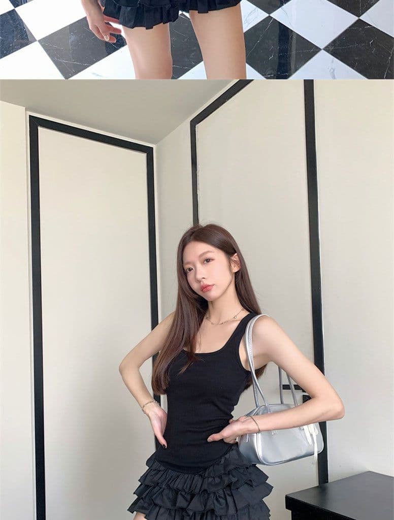 좋은 품질 화이트 슬립 여성 드레스 여름 민소매 조끼 몸매 가꾸기 미니 스커트 핫걸 바람 케이크 드레스 상세 이미지 17