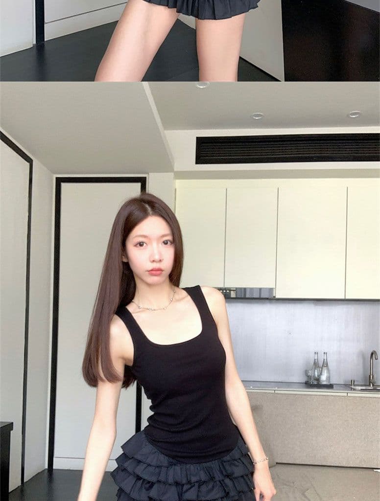 좋은 품질 화이트 슬립 여성 드레스 여름 민소매 조끼 몸매 가꾸기 미니 스커트 핫걸 바람 케이크 드레스 상세 이미지 18