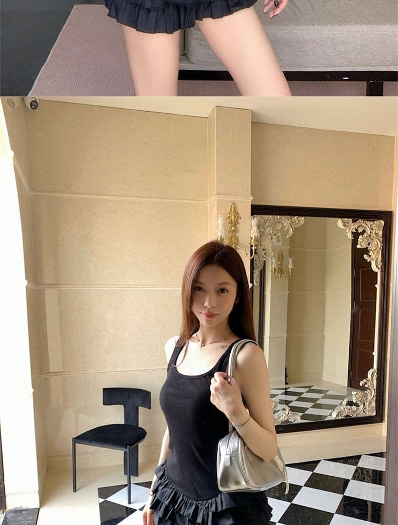 좋은 품질 화이트 슬립 여성 드레스 여름 민소매 조끼 몸매 가꾸기 미니 스커트 핫걸 바람 케이크 드레스 상세 이미지 20