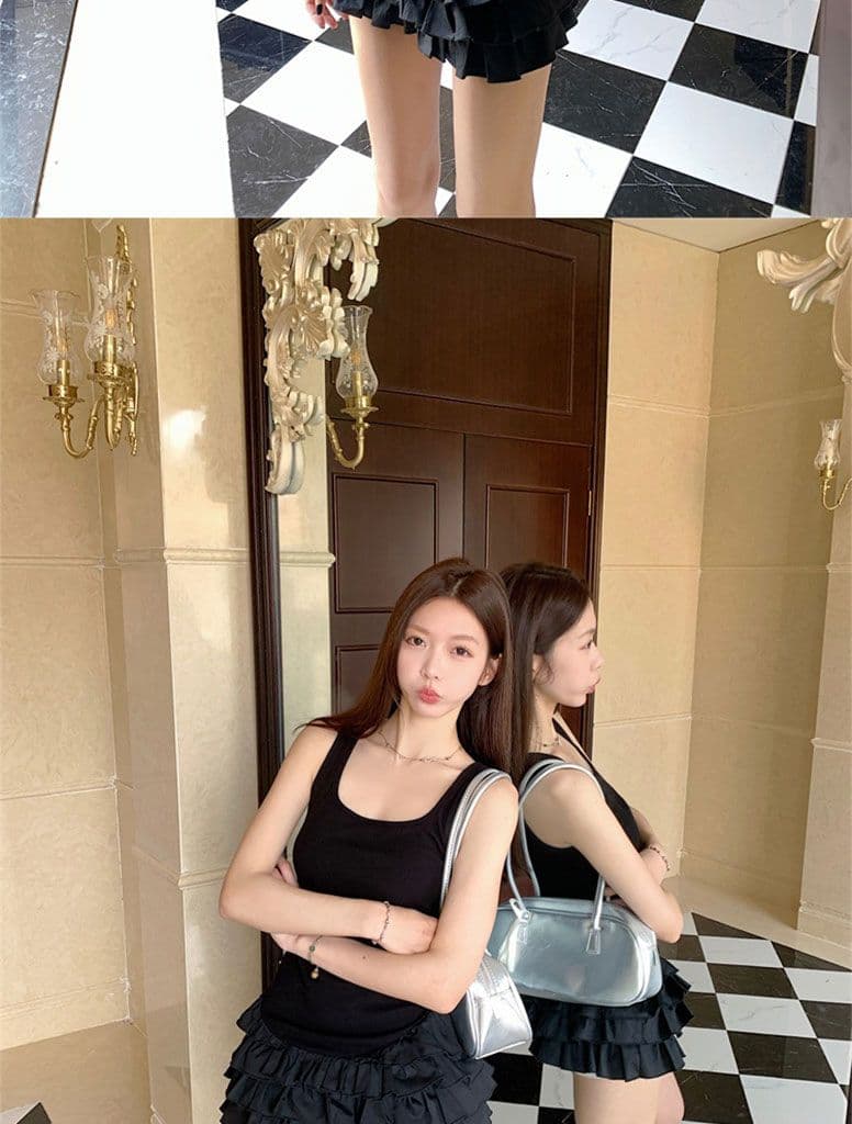 좋은 품질 화이트 슬립 여성 드레스 여름 민소매 조끼 몸매 가꾸기 미니 스커트 핫걸 바람 케이크 드레스 상세 이미지 21