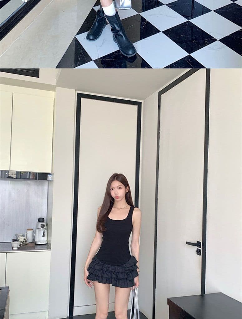 좋은 품질 화이트 슬립 여성 드레스 여름 민소매 조끼 몸매 가꾸기 미니 스커트 핫걸 바람 케이크 드레스 상세 이미지 23
