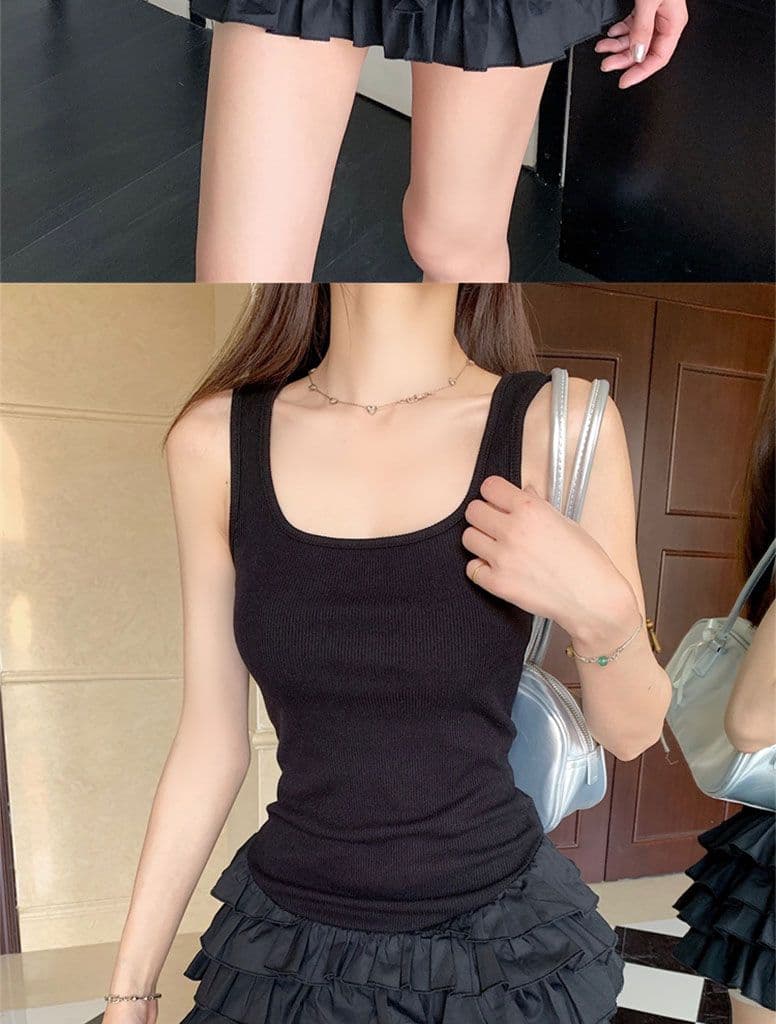 좋은 품질 화이트 슬립 여성 드레스 여름 민소매 조끼 몸매 가꾸기 미니 스커트 핫걸 바람 케이크 드레스 상세 이미지 29