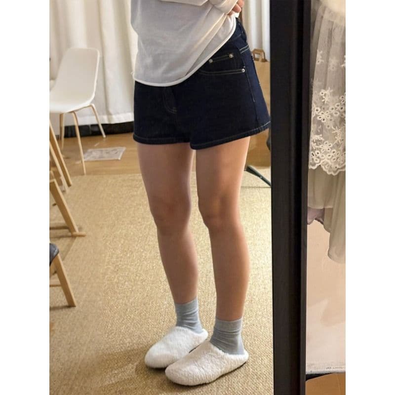 진한 파란색 넓은 다리 데님 반바지 여성 여름 새로운 빅 사이즈 지방 mm 배 종류 몸 슬림해 보이는 한 마디 스트레이트 핫 바지 이미지 3