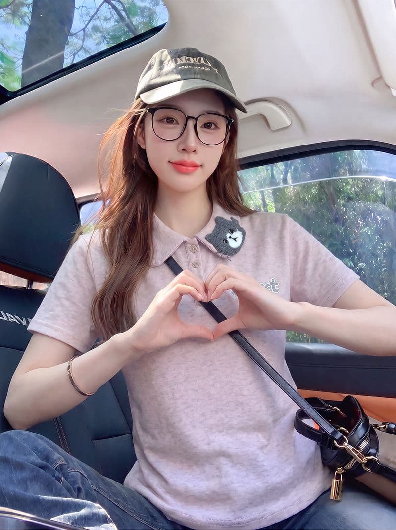 물 부드러운 면 반팔 티셔츠 여성 의류 여름 새로운 한 부서 디자인 센스 만화 자수 베이비 칼라 맨위 상세 이미지 7