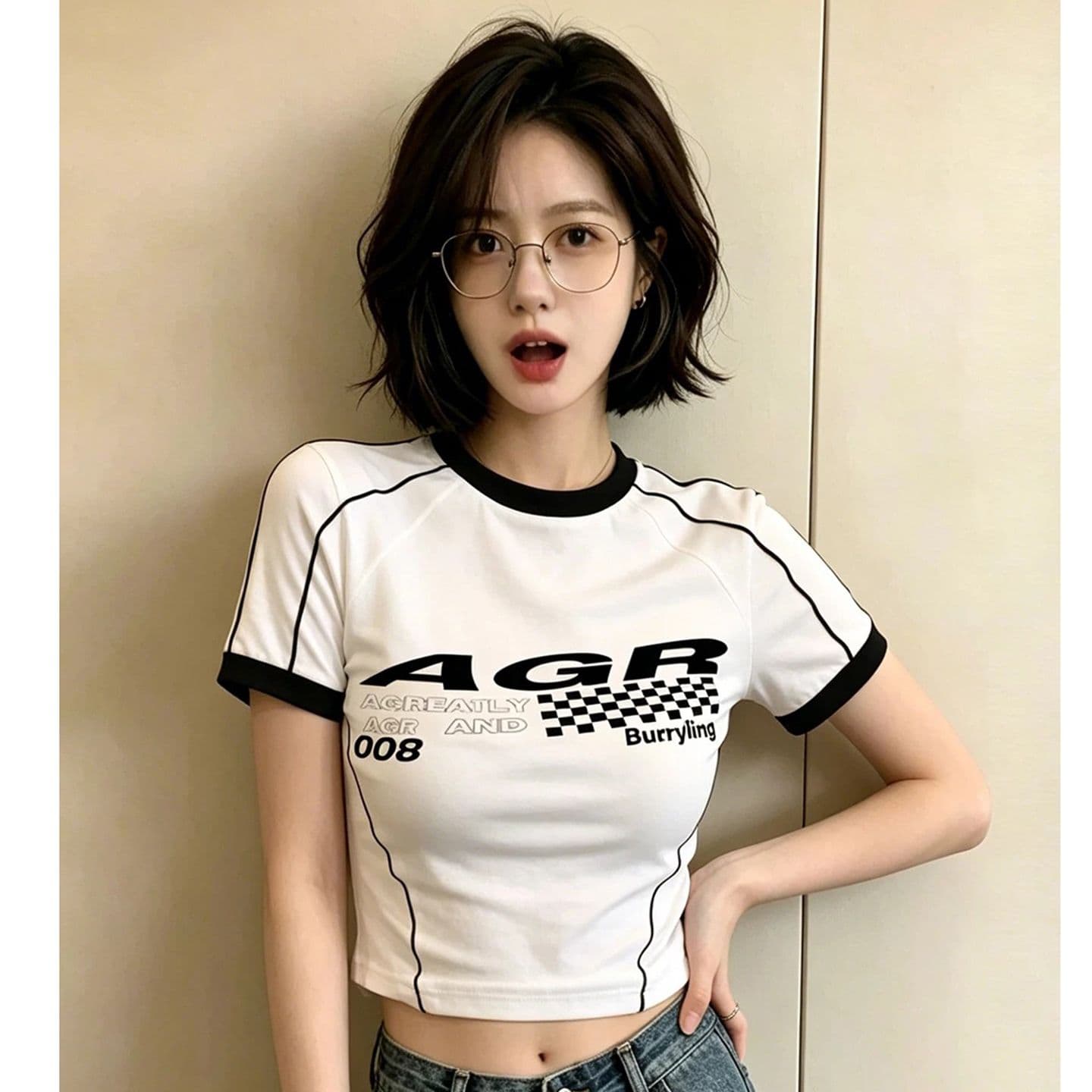 원본 품질 아메리칸 레트로 스타일 화이트 알파벳 프린트 반팔 티셔츠 상세 이미지 4