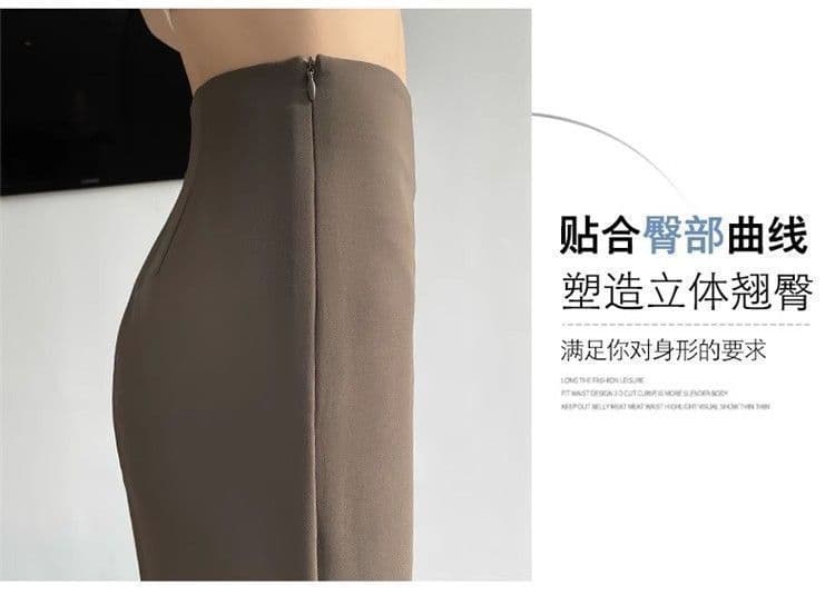측면 지퍼 하이웨이스트 정장 바지 여성 봄 가을 작은 키 좁은 에디션 와이드 레그 팬츠 리프트 엉덩이 도루 센스 슬림해 보이는 캐주얼 스트레이트 팬츠 상세 이미지 14