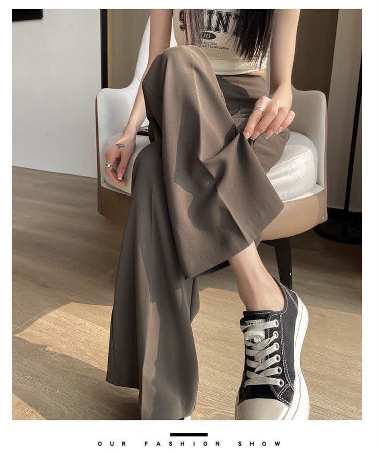 측면 지퍼 하이웨이스트 정장 바지 여성 봄 가을 작은 키 좁은 에디션 와이드 레그 팬츠 리프트 엉덩이 도루 센스 슬림해 보이는 캐주얼 스트레이트 팬츠 상세 이미지 30