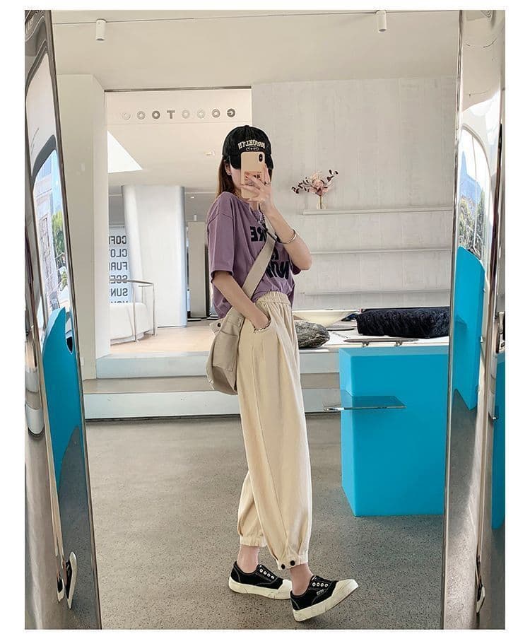 워크웨어 팬츠 아이들 봄 여름 얇은 스타일 작은 대중 디자인 센스 슬림해 보이는 다용도 조거 배기 바지 루즈핏 할란 아빠 바지 상세 이미지 19