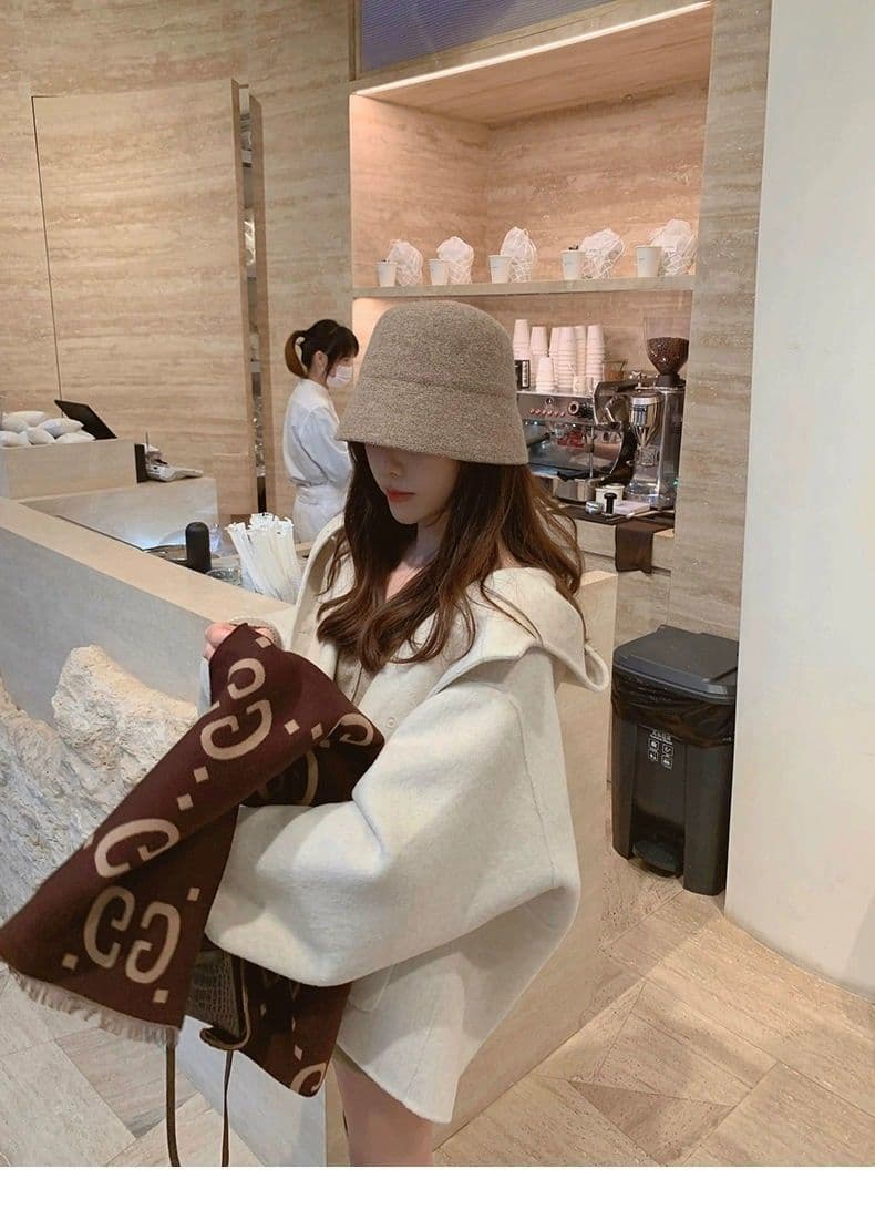 작은 샤넬 스타일 장미 핑크색 망토 모직 여성 코트 가을 겨울 2026 새로운 폭발 후드 양면 모직 코트 상세 이미지 18
