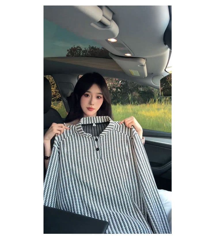 300 그램 원본 긴팔 티셔츠 기본 셔츠 여성 얇은 스타일 트렌디 가을 새로운 생선뼈 곡물 루즈핏 스탠드 칼라 맨위 상세 이미지 26