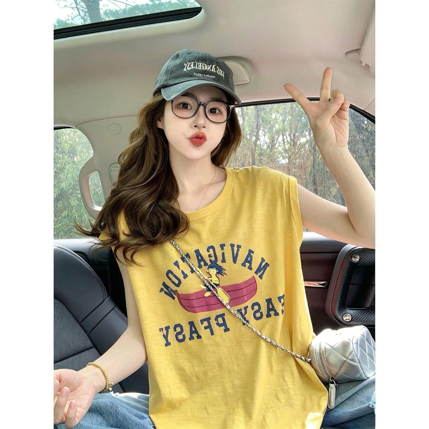 대나무 마디 면 반팔 티셔츠 여성 의류 여름 새로운 디자인 센스 루즈핏 작은 샤넬 스타일 민소매 라운드 넥 맨위 이미지 5