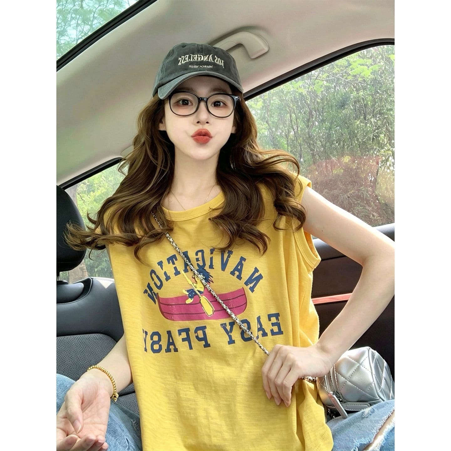 대나무 마디 면 반팔 티셔츠 여성 의류 여름 새로운 디자인 센스 루즈핏 작은 샤넬 스타일 민소매 라운드 넥 맨위 상세 이미지 2
