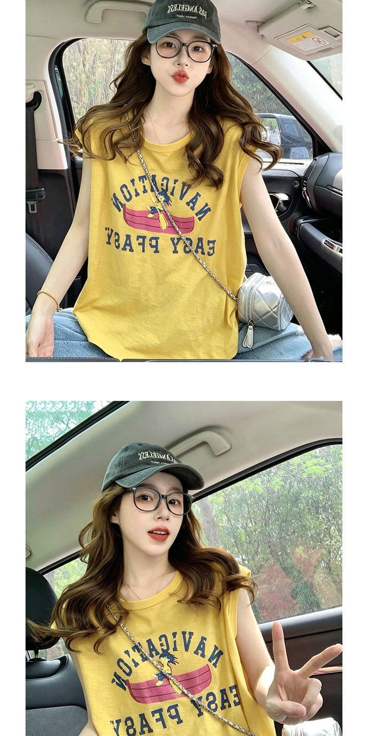 대나무 마디 면 반팔 티셔츠 여성 의류 여름 새로운 디자인 센스 루즈핏 작은 샤넬 스타일 민소매 라운드 넥 맨위 상세 이미지 9