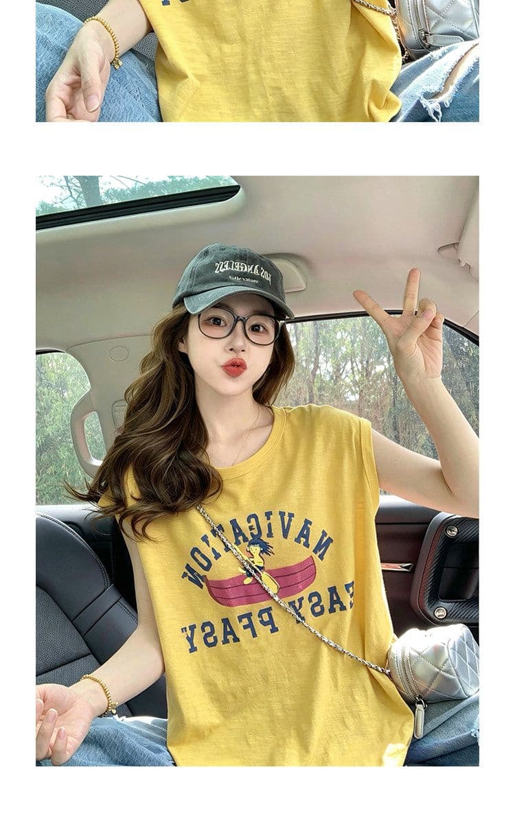 대나무 마디 면 반팔 티셔츠 여성 의류 여름 새로운 디자인 센스 루즈핏 작은 샤넬 스타일 민소매 라운드 넥 맨위 상세 이미지 10