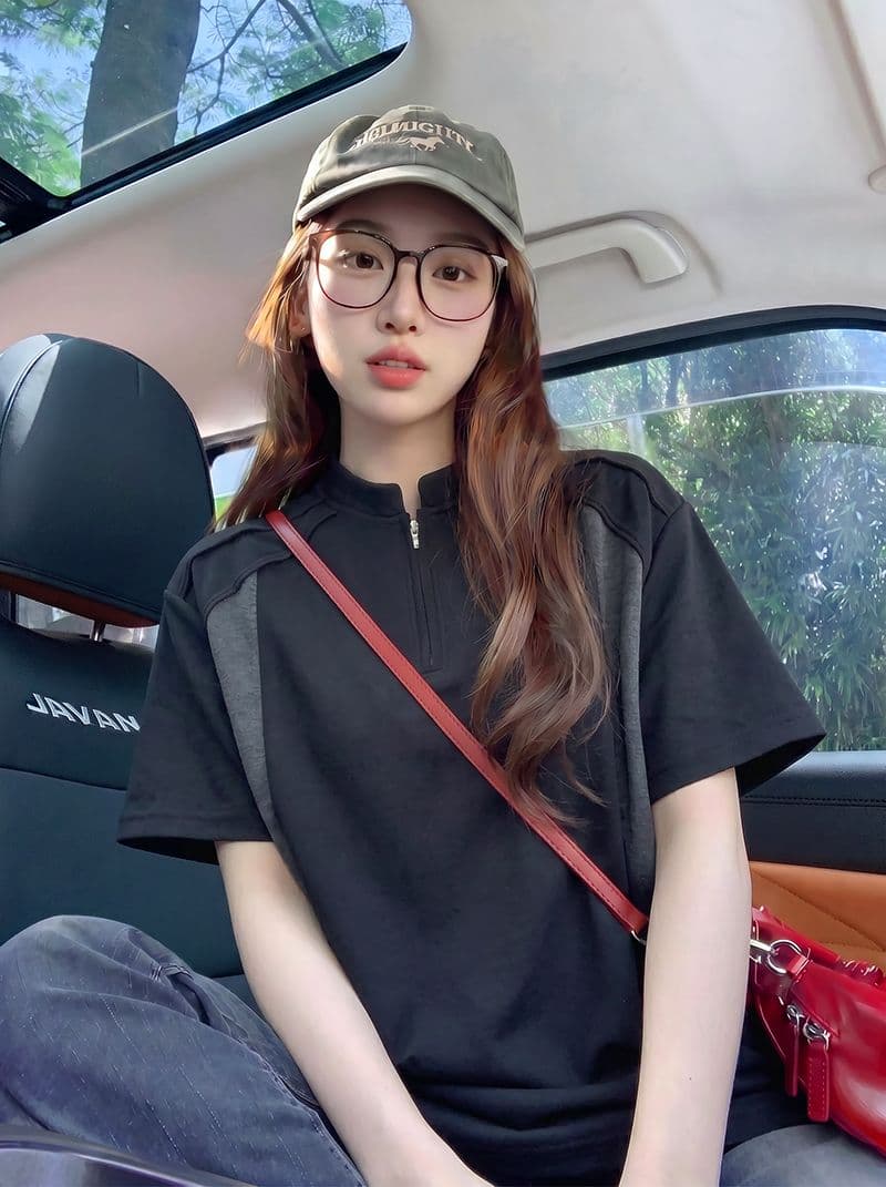 220 그램 남자 바 면 반팔 티셔츠 여성 의류 여름 새로운 루즈핏 삽입 색상 지퍼 스탠드 칼라 한국 스타일 맨위 상세 이미지 4