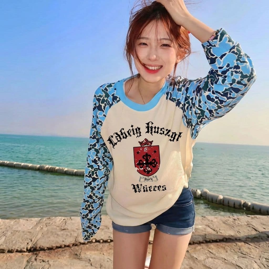 250그램 후아 남편 그리드 긴팔 티셔츠 여성 의류 봄 가을 새로운 한 부서 삽입 어깨 소매 루즈핏 라운드 넥 맨위 이미지 2