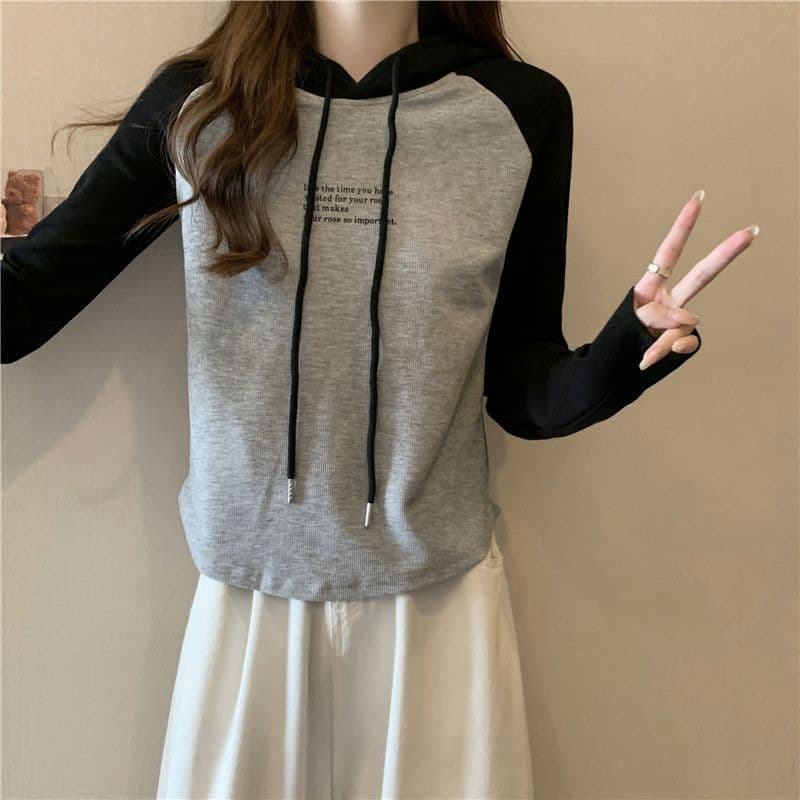 모달 이후 패키지 칼라 260 그램 긴팔 티셔츠 여성 가을 새로운 후드 맨위 상세 이미지 19