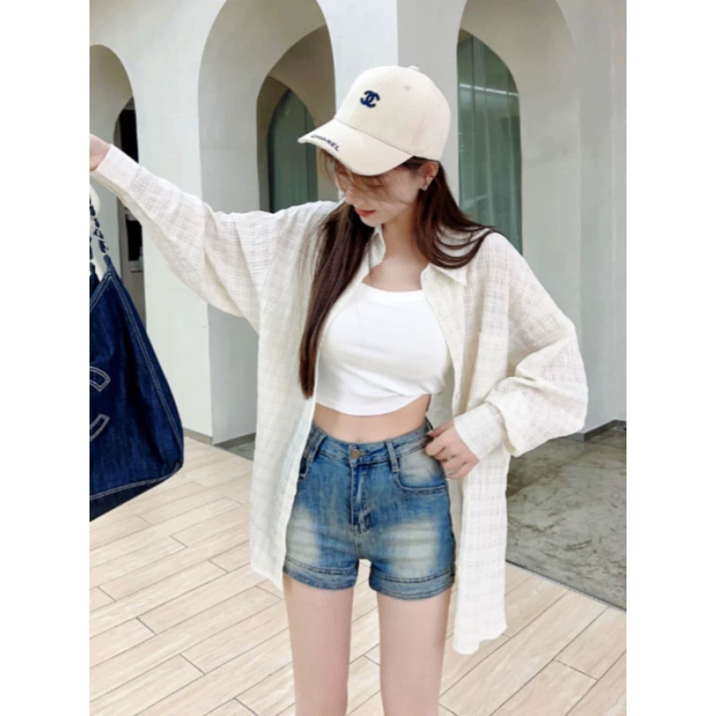 원본 원단 질감 센스 자외선 차단 셔츠 루즈핏 다용도 패션 긴팔 맨위 여름 이미지 3