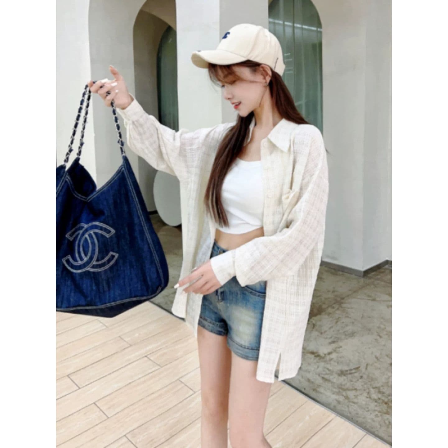 원본 원단 질감 센스 자외선 차단 셔츠 루즈핏 다용도 패션 긴팔 맨위 여름 이미지 4