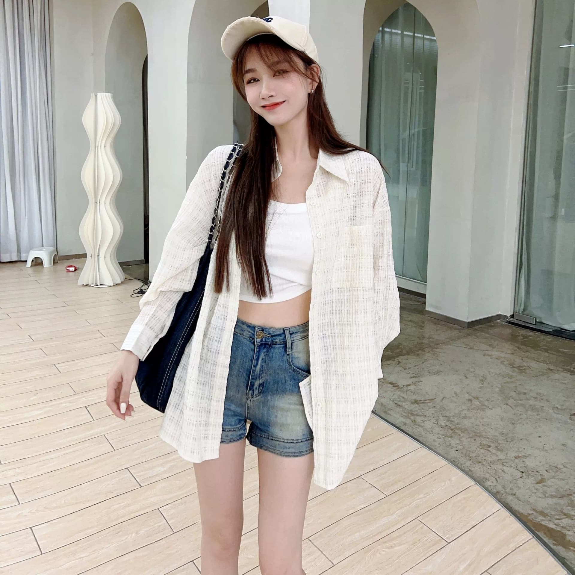 원본 원단 질감 센스 자외선 차단 셔츠 루즈핏 다용도 패션 긴팔 맨위 여름 상세 이미지 5