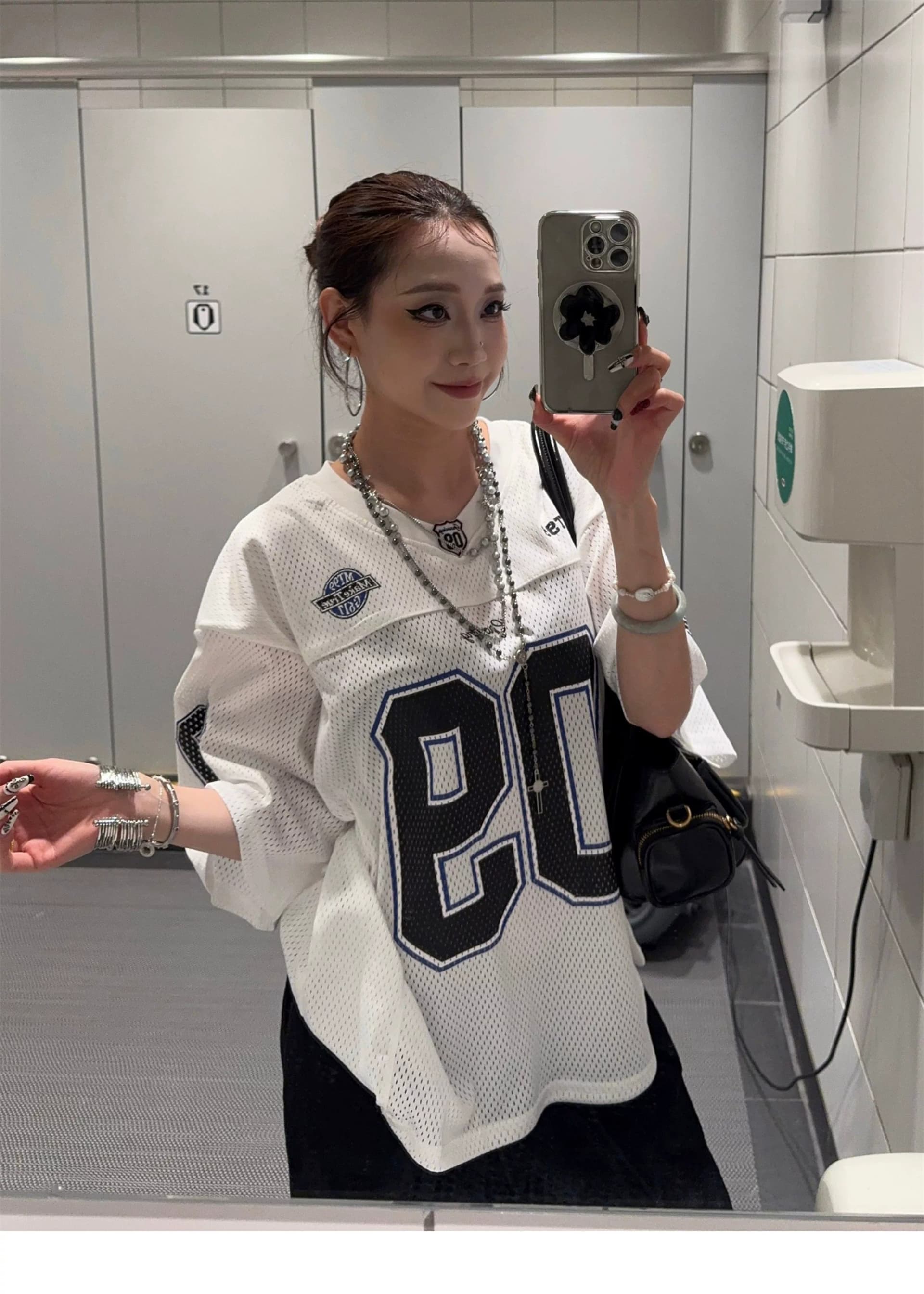원본 것 여름 새로운 레트로 프린트 V넥 반팔 티셔츠 루즈핏 올리브 저지 상세 이미지 5