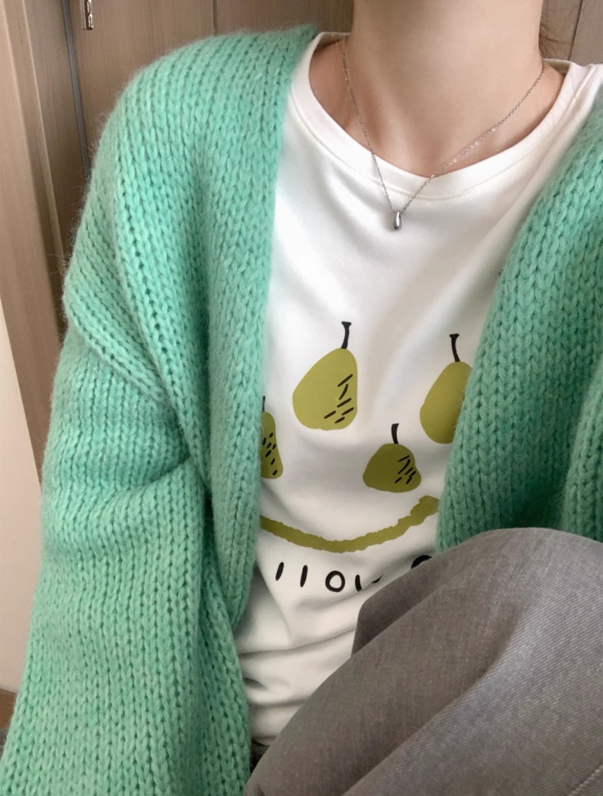 21 순면 210 그램 100 면 가을 의상 긴팔 티셔츠 여성 루즈핏 맨위 프린트 상세 이미지 6