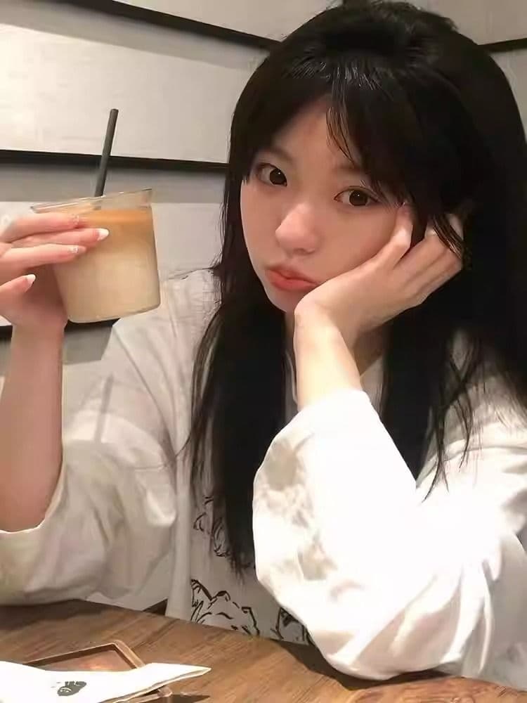 21 순면 210 그램 100 면 가을 의상 긴팔 티셔츠 여성 루즈핏 맨위 프린트 상세 이미지 4