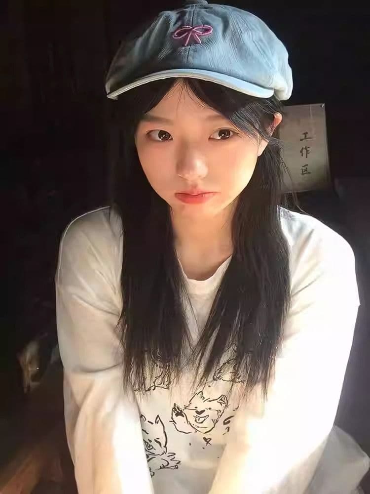 21 순면 210 그램 100 면 가을 의상 긴팔 티셔츠 여성 루즈핏 맨위 프린트 상세 이미지 5