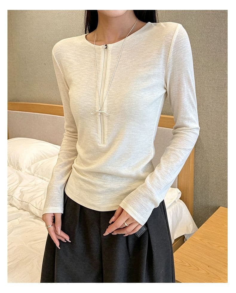 220 그램 46 면 46 사람들 면 8 암모니아 Lun 2026 봄 가을 새로운 한국 스타일 긴팔 티셔츠 여성 디자인 센스 상세 이미지 5